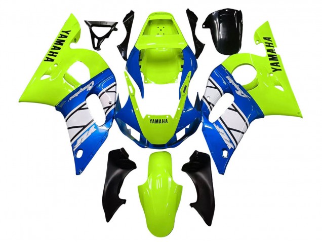 1998-2002 Yamaha YZF 600 R6 Motorcycle Fairings - Neon Green Blue White Champions Canada