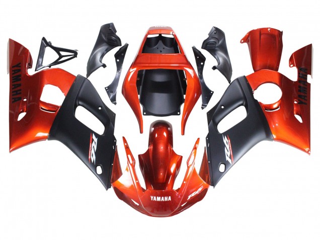 1998-2002 Yamaha YZF 600 R6 Motorcycle Fairings - Orange Matte Black Canada