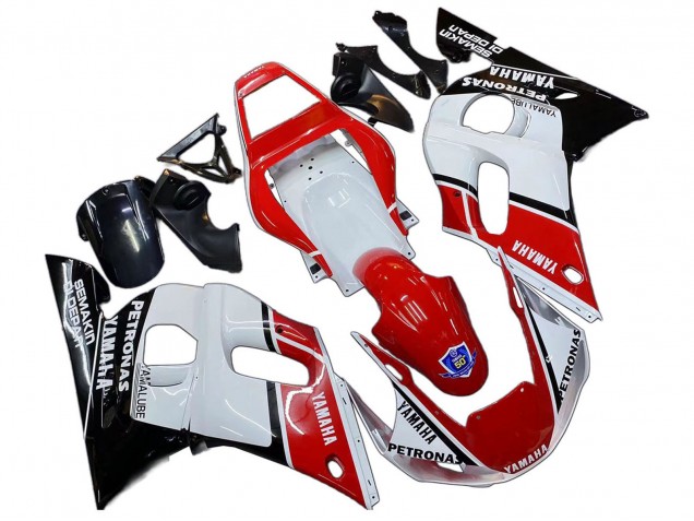 1998-2002 Yamaha YZF 600 R6 Motorcycle Fairings - White Red Black Petronas Yamalube 50th Canada