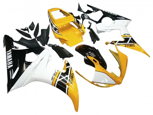 2006-2009 Yamaha YZF R6S Motorcycle Fairings - Yellow White Glossy Black Canada