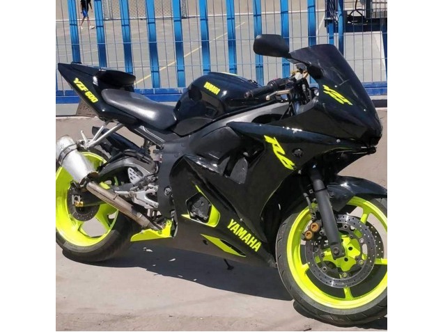 2006-2009 Yamaha YZF R6S Motorcycle Fairings - Glossy Black Neon Yellow Canada