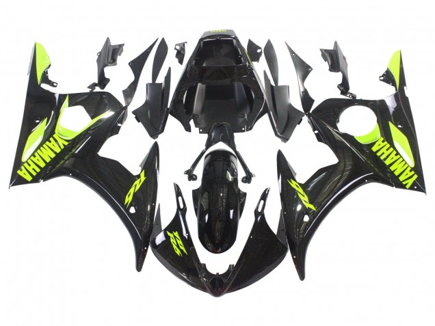2006-2009 Yamaha YZF R6S Motorcycle Fairings - Glossy Black Neon Yellow Canada