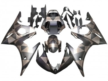 Online 2003-2004 Yamaha YZF R6 Motorcycle Fairings - Grey Matte Black Geometric Canada
