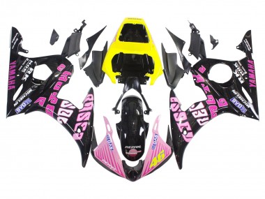 Online 2006-2009 Yamaha YZF R6S Motorcycle Fairings - Yellow Pink Glossy Black Rossi Repsol 46 Canada