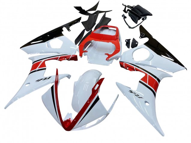 2006-2009 Yamaha YZF R6S Motorcycle Fairings - White Red Glossy Black Canada