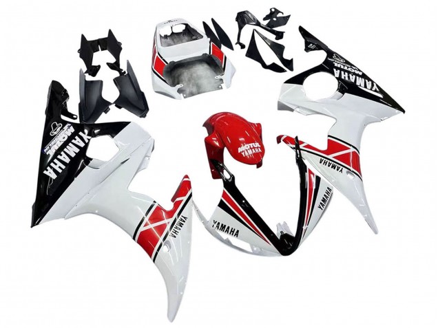 2006-2009 Yamaha YZF R6S Motorcycle Fairings - White Red Glossy Black Motul Canada
