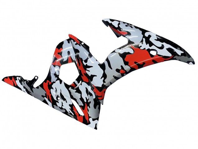 2003-2004 Yamaha YZF R6 Motorcycle Fairings - Black Red Grey Camouflage Canada