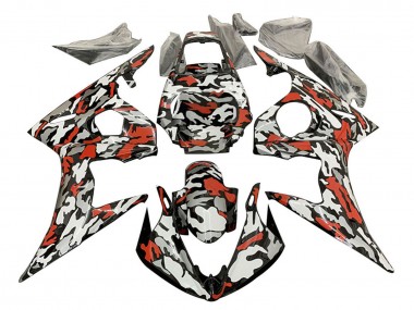 Online 2003-2004 Yamaha YZF R6 Motorcycle Fairings - Black Red Grey Camouflage Canada