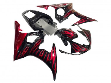 Online 2005 Yamaha YZF 600 R6 Motorcycle Fairings - Black with Red Flame Canada