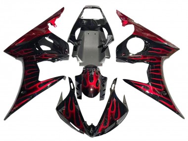 Online 2005 Yamaha YZF 600 R6 Motorcycle Fairings - Black with Red Flame Canada