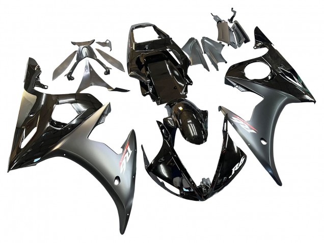 2005 Yamaha YZF 600 R6 Motorcycle Fairings - Glossy Black Matte Black Gold Canada
