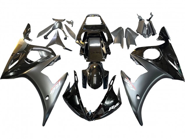 2005 Yamaha YZF 600 R6 Motorcycle Fairings - Glossy Black Matte Black Gold Canada