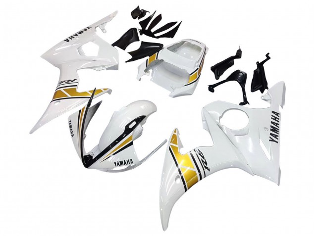 2005 Yamaha YZF 600 R6 Motorcycle Fairings - White Gold Black Canada
