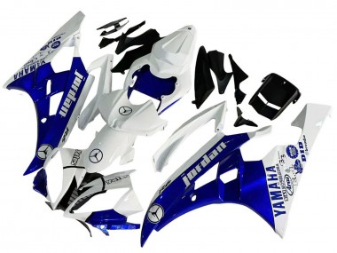 Online 2006-2007 Yamaha YZF 600 R6 Motorcycle Fairings - White Blue Jordan Canada