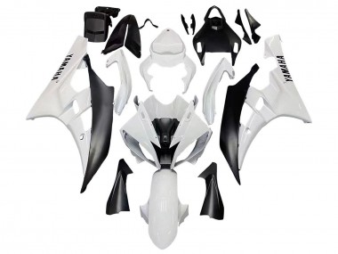 Online 2006-2007 Yamaha YZF 600 R6 Motorcycle Fairings - White Matte Black Canada