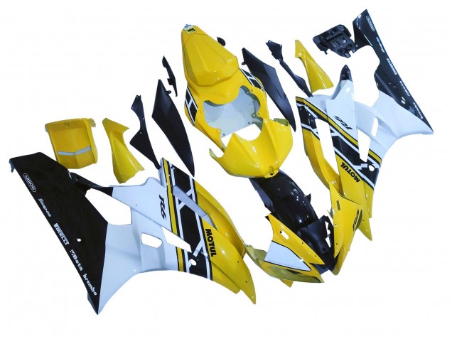 2006-2007 Yamaha YZF 600 R6 Motorcycle Fairings - Yellow White Glossy Black Motul Canada
