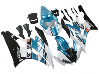Online 2006-2007 Yamaha YZF 600 R6 Motorcycle Fairings - White Blue Black Semakin Didepan ENEOS Canada