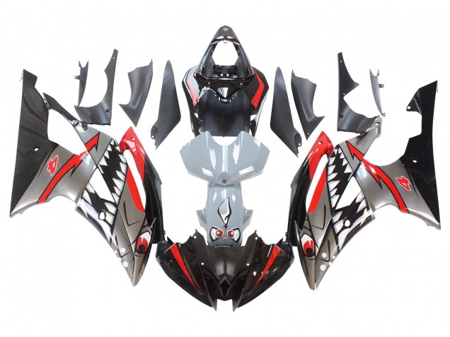 2008-2016 Yamaha YZF 600 R6 Motorcycle Fairings - Silver Black Red Shark 4 Canada
