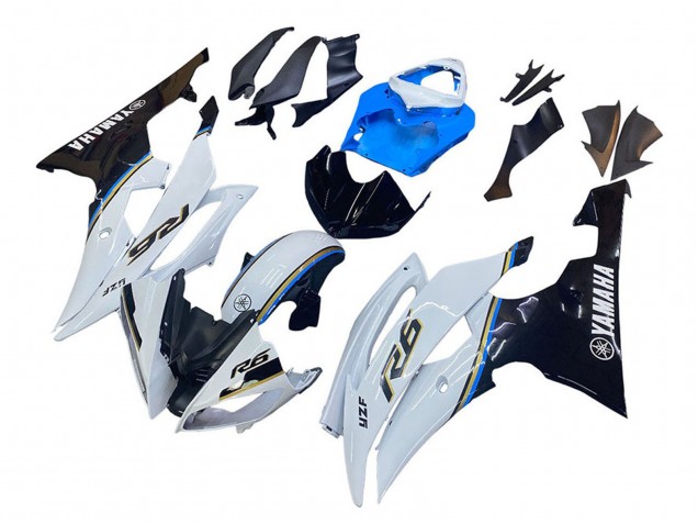 2008-2016 Yamaha YZF 600 R6 Motorcycle Fairing - White Blue Glossy Black Canada