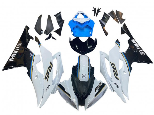 2008-2016 Yamaha YZF 600 R6 Motorcycle Fairing - White Blue Glossy Black Canada