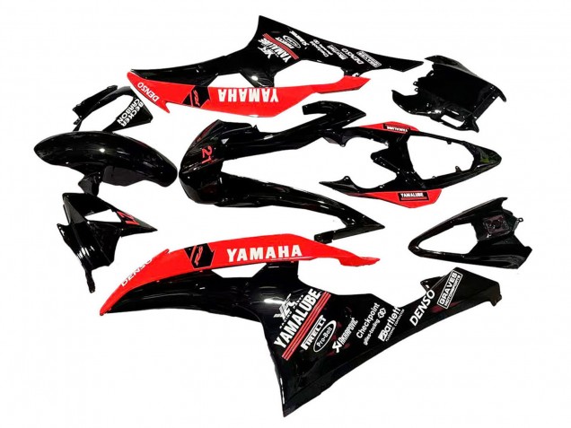 2008-2016 Yamaha YZF 600 R6 Motorcycle Fairings - Red Glossy Black DENSO Yamalube 21 Canada