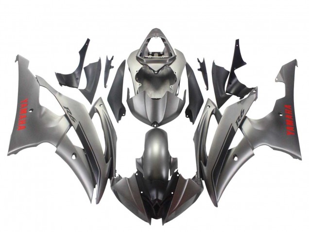 2008-2016 Yamaha YZF 600 R6 Motorcycle Fairings - Matte Grey Red Decals Canada