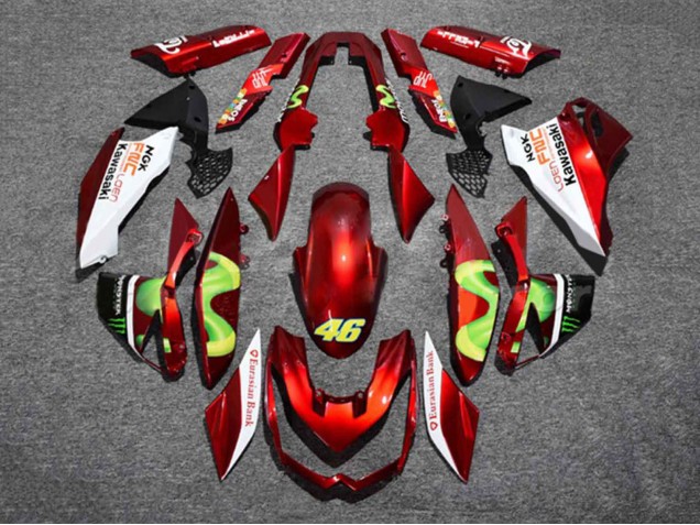 2010-2013 Kawasaki Z1000 Motorcycle Fairings - Red White Green Monster 46 Canada