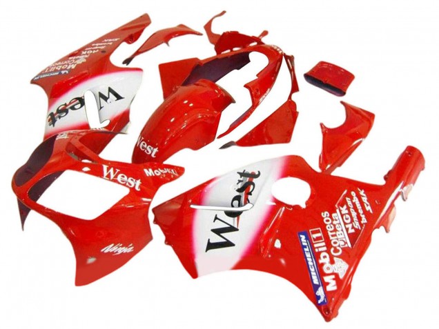 2000-2001 Kawasaki ZX12R Motorcycle Fairings - Red White Black West Canada