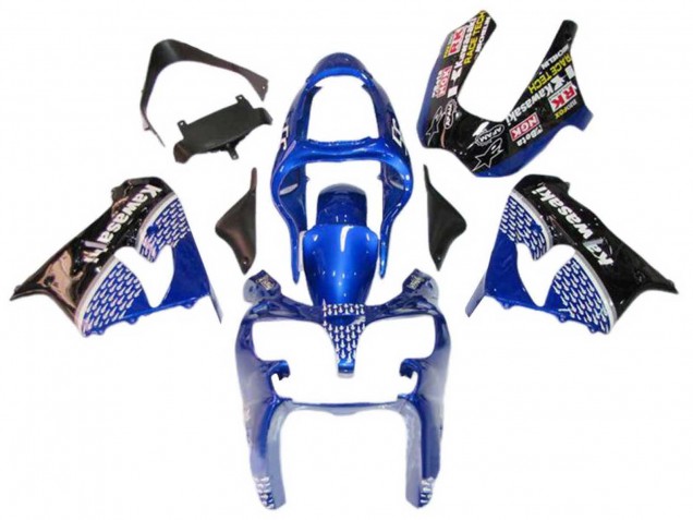 2000-2001 Kawasaki ZX9R Motorcycle Fairings - Blue White Glossy Black Canada