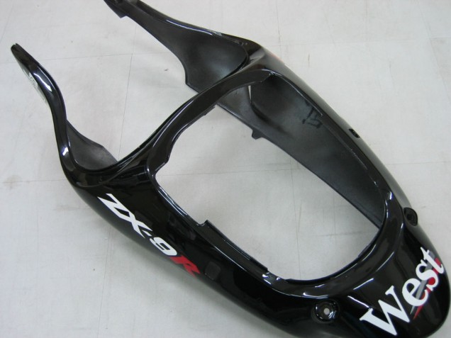 2000-2001 Kawasaki ZX9R Motorcycle Fairings - Glossy Black White West Canada