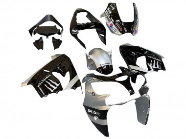 Online 2002-2003 Kawasaki ZX9R Motorcycle Fairings - Silver Glossy Black Monster Elf Canada