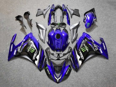 Online 2015-2018 Yamaha YZF R3/R25 Motorcycle Fairings - Blue Silver Black Monster Canada