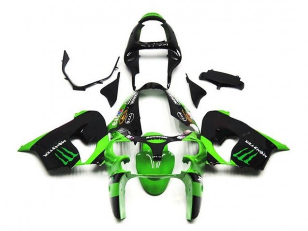 2002-2003 Kawasaki ZX9R Motorcycle Fairings - Green Black Monster Canada