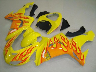 Online 2006-2007 Kawasaki ZX10R Motorcycle Fairings - Yellow Orange Flame Canada