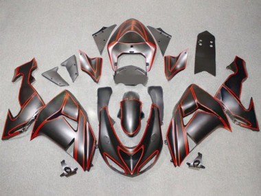 Online 2006-2007 Kawasaki ZX10R Motorcycle Fairings - Matte Black Red Pinstripe Canada