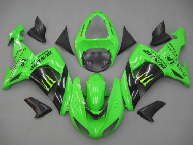 Online 2006-2007 Kawasaki ZX10R Motorcycle Fairings - Green Glossy Black Monster Dunlop Canada
