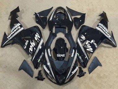 Online 2006-2007 Kawasaki ZX10R Motorcycle Fairings - Glossy Black White Stripe Elf Canada