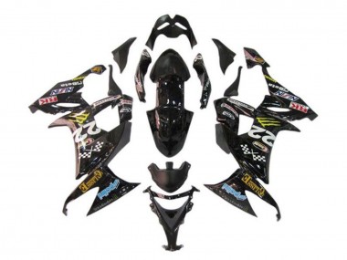 Online 2008-2010 Kawasaki ZX10R Motorcycle Fairings - Glossy Black Blue Yellow Monster Canada