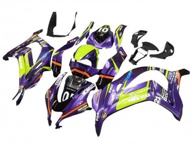 Online 2016-2020 Kawasaki ZX10R Motorcycle Fairings - Purple Yellow Trick Star Kobelco Canada