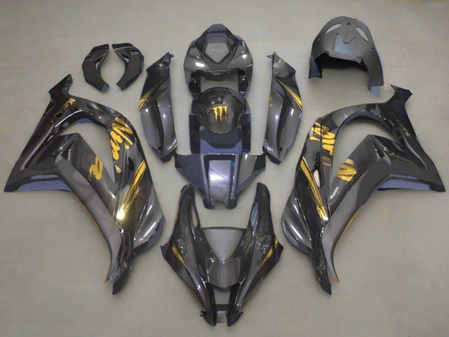 2016-2020 Kawasaki ZX10R Motorcycle Fairings - Faux Carbon Fiber Gold Canada