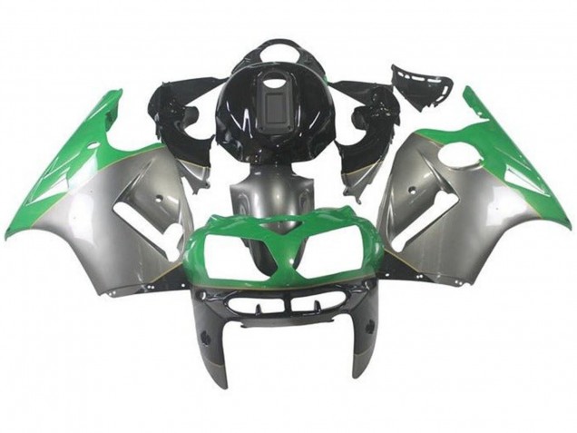 2000-2001 Kawasaki ZX12R Motorcycle Fairings - Silver Green Black Canada