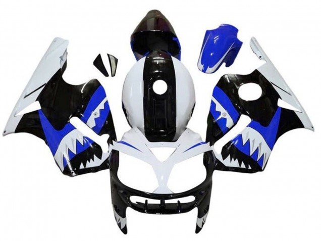 2000-2001 Kawasaki ZX12R Motorcycle Fairings - White Black Blue Shark Canada