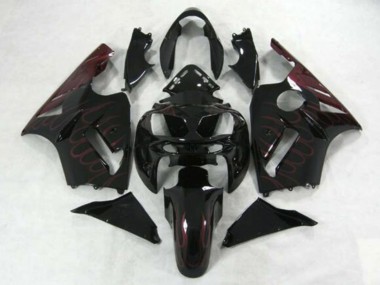 Online 2002-2006 Kawasaki ZX12R Motorcycle Fairings - Glossy Black Burgundy Flame Canada