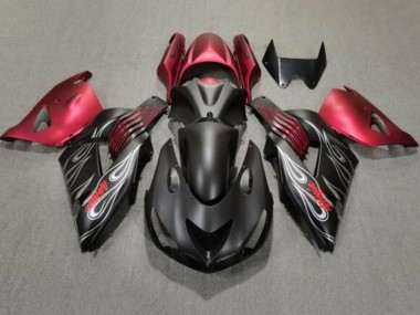 Online 2006-2011 Kawasaki ZX14R ZZR1400 Motorcycle Fairings - Matte Black Red Silver Flame Canada