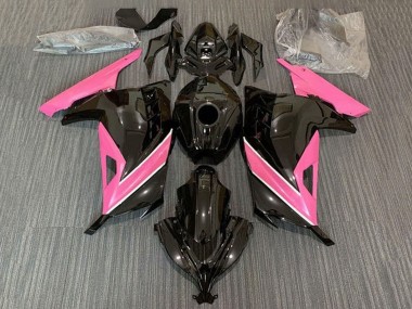Online 2013-2024 Kawasaki EX300 Motorcycle Fairings - Glossy Black Pink White Stripe Canada