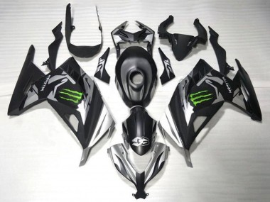 Online 2013-2024 Kawasaki EX300 Motorcycle Fairings - Matte Black Silver Green Monster Canada