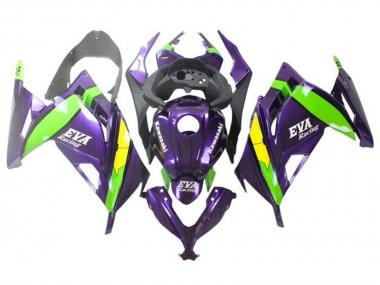 Online 2013-2024 Kawasaki EX300 Motorcycle Fairings - Purple Green Yellow Eva Racing Canada