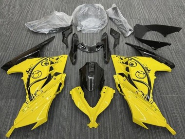 Online 2013-2024 Kawasaki EX300 Motorcycle Fairings - Yellow Black Circles Canada