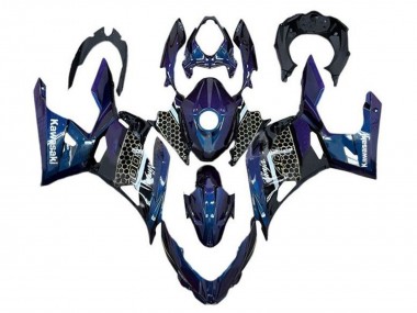 Online 2018-2024 Kawasaki Ninja 400 Motorcycle Fairings - Blue White Honeycomb Canada