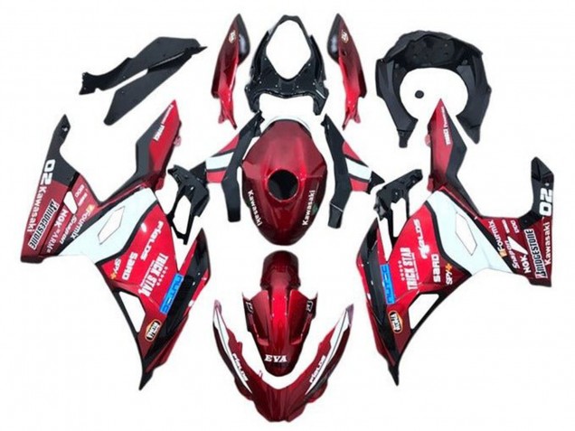 2018-2024 Kawasaki Ninja 400 Motorcycle Fairings - Red Blue White Trick Star Bridgestone Canada